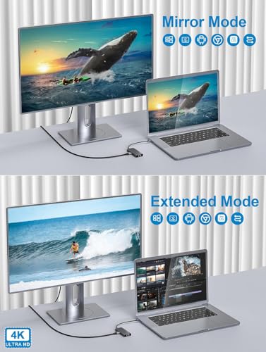USB C HUB 10 in 1 Docking Station Compatible with MacBook Pro/Air | USB C Adapter with 4K HDMI, Type C PD, USB C Data, USB3.0, RJ45 Ethernet, SD/TF Card Reader, Compatible with Type C Devices - size: 10 in 1