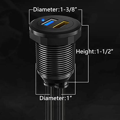 USB 3.0 HDMI Car Mount Flush USB Port Cable, Alloy Shell HDMI USB3.0 Dash Panel Extension Cable with LED Indicator for Car Boat Motorcycle -3ft - style: USB3.0 & HDMI 3ft