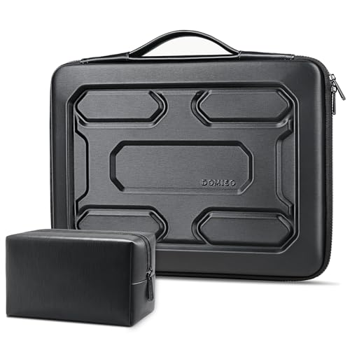 DOMISO Laptop Hard Case 14-14.4 inch Waterproof Shockproof Hard Shell Laptop Sleeve with Handle & Storage Pocket, Compatible with MacBook, HP, Dell, Black - color: Black, size: 14 inch