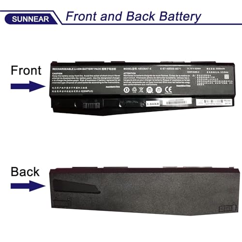 N850BAT-6 62Wh Battery Replacement for CLEVO N870 N870HK Z6-KP Z6-KP5GT Z7M-KP Z7M-KP7G1 T58-T1 T6TI Series Laptop 6-87-N850S-6E71 6-87-N850S-4U41 5500mAh 11.1V