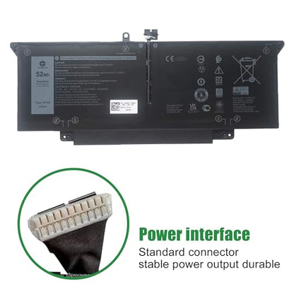 JHT2H Laptop Battery Replacement for Dell Latitude 7310 7410 2-in-1 Series Notebook 04V5X2 4V5X2 07CXN6 7CXN6 7.6V 52Wh 6500mAh - size: 11.4*5.3*1.2inch JHT2H