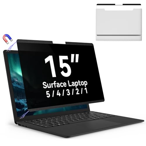 Magnetic 15 Inch Surface Laptop 5 Privacy Screen for Microsoft Surface Laptop 5/4/3/2/1, Removable Anti-Spy Filter Black Security Film, Anti Blue Light Filter Reusable Shield, Matte Bubble Free Guard - size: 15 Inch Magnetic Privacy Screen