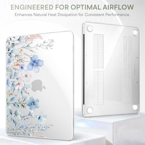 May Chen Compatible with MacBook Neo 13 inch Case 2026 Model A3404, Plastic Hard Shell,Keyboard Cover,Screen Protector,Dust Plug, for MacBook Neo 13" with A18 Pro Chip, Blue Flower - color: Blue Flower