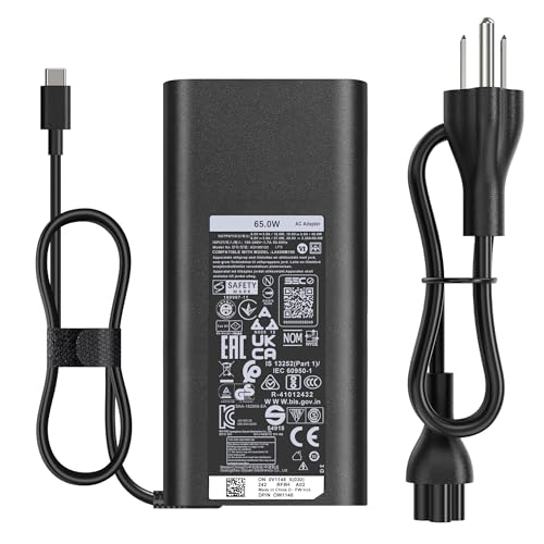 65W USB-C Laptop Charger Compatible with Dell Pro 13 14 16 Latitude 5420 5430 5520 7420 5400 7390 5320 5530 5431, XPS 13 9310 9305 9300 9380 9370 9360, Inspiron 14 15,20V 3.25A Adapter Power Cord