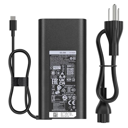 65W USB-C Laptop Charger Compatible with Dell Pro 13 14 16 Latitude 5420 5430 5520 7420 5400 7390 5320 5530 5431, XPS 13 9310 9305 9300 9380 9370 9360, Inspiron 14 15,20V 3.25A Adapter Power Cord
