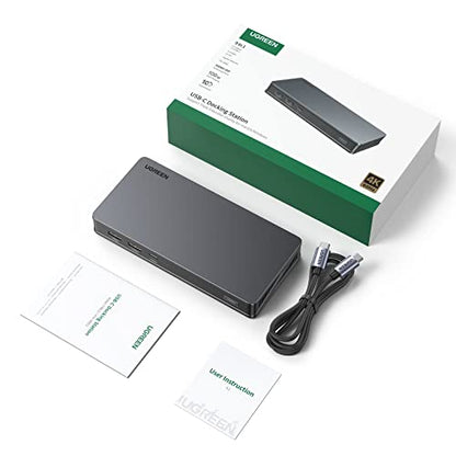 UGREEN USB C DisplayLink Docking Station, Dual 4K@60Hz, Driver Required | 9-in-1 Dual Monitor Dock for MacBook and Windows with 2xHDMI, 2xDP, 10Gbps USB-C and USB-A, 100W PD, Gigabit Ethernet
