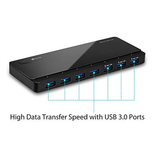 TP-Link [2nd Gen] TP-Link 7-Port USB 3.0 Ultra Slim Hub Including 3 BC 1.2 Charging Ports up to 5V / 1.5A. Compatible with Windows, Mac, Chrome & Linux OS, with Power On/Off Button (UH700)