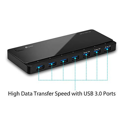 TP-Link [2nd Gen] TP-Link 7-Port USB 3.0 Ultra Slim Hub Including 3 BC 1.2 Charging Ports up to 5V / 1.5A. Compatible with Windows, Mac, Chrome & Linux OS, with Power On/Off Button (UH700)