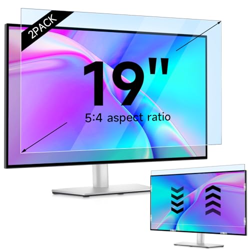 IPROKKO 2 Pack 19 inch Anti-Blue Light Monitor Screen Protector for 5:4 Widescreen, Removable Matte Anti Glare Blue Light Blocking Screen Filter, Anti-UV Eye Protection PC Computer Film [Washable Wipes Clean] - size: 2pcs 19inch 5:4