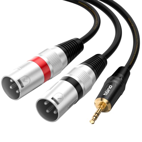 tisino 3.5mm to Dual XLR Stereo Cable 1/8 inch Mini Jack to 2 XLR Male Y Splitter Adapter Cord- 6 FT - size: 6.6 feet