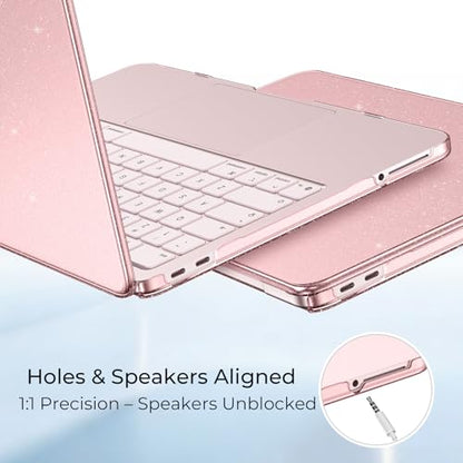 EooCoo for MacBook Neo Case 13 inch 2026, 100% Match Color, Sparkly Blush | Lightweight, Protective Hard Shell Case & Keyboard Cover & Screen Film, Model A3404 with A18 Pro Chip - color: Sparkly Blush