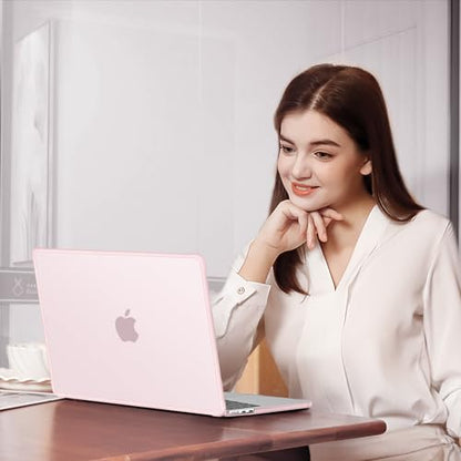 MOSISO Anti-Crack Case for MacBook Air 13 inch M5 M4 M3 M2 2026-2022 | 3 in 1 Kit Anti-Fingerprints Reinforced TPU Bumper Hard Shell for MacBook Air 13.6, A3449 A3240 A3113 A2681, Pink - color: Pink