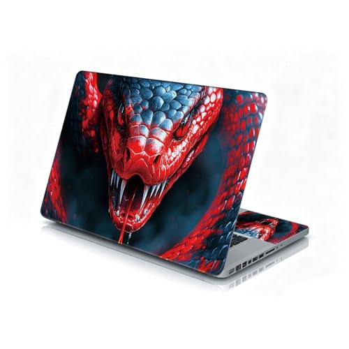Universal Laptop Skin Sticker Decal, 12"-15.6" Aesthetic Vinyl Wrap, Red Snake Head Striking Waterproof Notebook Cover Art Protector for MacBook HP Dell Lenovo, Fits 13" 14" 15" 15.6" - color: Red Snake Head Striking