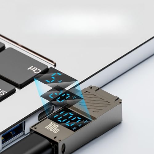 Female USB C to DC 5.5mm x 2.1mm Male Converter for Laptop, 100W 20V USB Type C Input to DC5521 Power Converter display Charging power watt, Work with PD Charger/PD Power Bank and c to c Cable