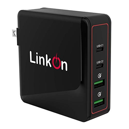 LinkOn Ganius 166W (136W Certified) Wall Charger GaN Tech 100W USB-C PD3.0 PPS and 18W USB-A QC4.0+ Compatible with MacBook Dell HP Surface Lenovo Samsung S20 Ultra Note 10+ Travel International - color: Black 166W