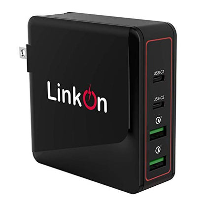 LinkOn Ganius 166W (136W Certified) Wall Charger GaN Tech 100W USB-C PD3.0 PPS and 18W USB-A QC4.0+ Compatible with MacBook Dell HP Surface Lenovo Samsung S20 Ultra Note 10+ Travel International - color: Black 166W