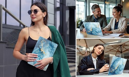 DONGKE for MacBook Air 13 Inch Case 2021-2018, Compatible with A2337 M1 A2179 A1932 Support Retina Display & Touch ID, Hard Shell Plastic Cover with Keyboard Skin - Blue Marble - color: Blue Marble
