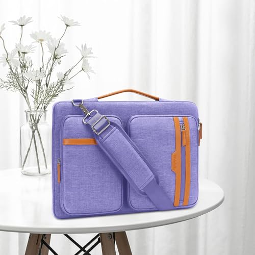 MOSISO 360 Protective Laptop Bag, Computer Bags | Laptop Sleeve Bag with Trolley Sleeve&2 Rectangle Pockets&Handle - color: Purple, size: 16 inch