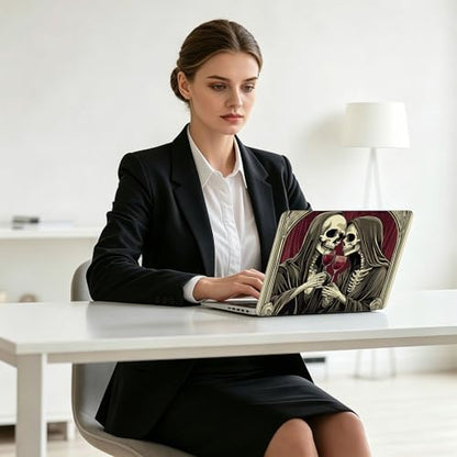 Universal Laptop Skin Decal, 3-Piece Vinyl Protector for 12 13 14 15.6" Notebook, Waterproof Anti-Scratch, Easy Trim & Bubble-Free Finish, Skeleton and His Lover - color: Skeleton and His Lover