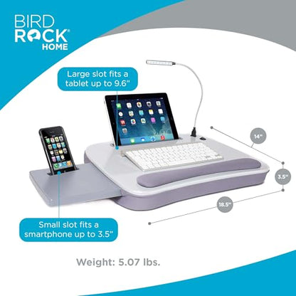 Sofia + Sam Multi Tasking Memory Foam Lap Desk with USB Light (Silver) | Supports Laptops Up to 15 Inches - color: Silver