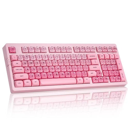 ZORNHER ZH980 Foundation Mechanical Keyboard,95% Pink Creamy Keyboard with Number Pad,Cute Jelly MOA Profile Keycaps,Creamy Sounding Linear Switches,Hot-Swappable,RGB Backlit - color: Pink Foundation, size: Creamy Switch