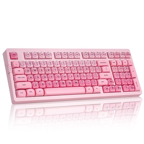 ZORNHER ZH980 Foundation Mechanical Keyboard,95% Pink Creamy Keyboard with Number Pad,Cute Jelly MOA Profile Keycaps,Creamy Sounding Linear Switches,Hot-Swappable,RGB Backlit - color: Pink Foundation, size: Creamy Switch