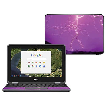 MightySkins Skin Compatible with Dell Chromebook 11" 3180 - Purple Lightning | Protective, Durable, and Unique Vinyl Decal wrap Cover | Easy to Apply, Remove, and Change Styles | Made in The USA - color: Purple Lightning