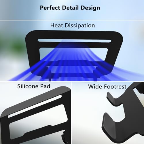 Adjustable Laptop Stand for Desk, Black | Ultra Stable Metal Base, Laptop Holder Riser, Fully Foldable, Easy to Storage & Carry, Fit for Laptop Under 18” - color: Black