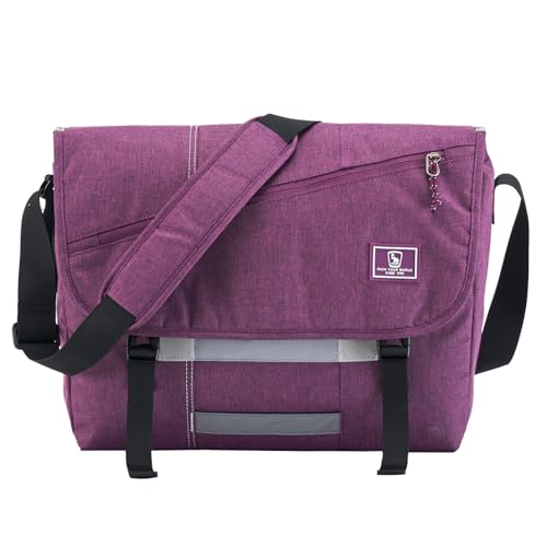 OIWAS Messenger Bag for Women, 15.6" Laptop Satchel Bag for College, Purple | Water-repellent polyester, thick padded laptop compartment, large capacity crossbody shoulder bag for work, travel & daily - color: 15.6 Inch-purple