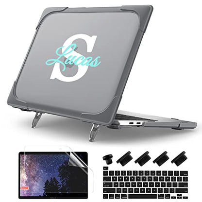 Batianda Custom Name Heavy Duty Case for MacBook Pro 13 Inch 2020 2022 | Add Your Name or Initials, Ergonomic Foldable Stand Holds 22lbs, TPU Bumper, Matte Hard Shell, Fits A2338 M2/A2251/A2289 - color: Customizable Name