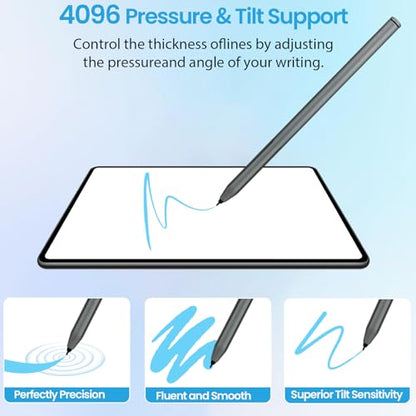 EMR Stylus Pen for Remarkable 2 / Remarkable 1, Kindle Scribe, BOOX Tablets, Battery-Free with Digital Eraser, 4096 Pressure Levels, Magnetic Pen Holder, 10 Replacement Nibs Included, Gray - style: 10 Pencil Tips-gray