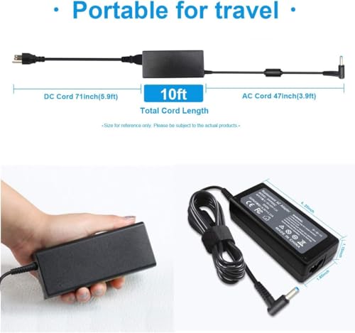 65W 45W AC Charger Fit for HP 17-cn4010nr, 17t-cn200, 17-cn4047nr, 17-cp3047nr, 17t-cn300, 17t-cn400, 17z-cp200, 17z-cp300 Laptop Power Supply Cord Adapter