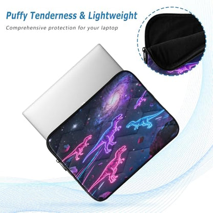 Neon Dinosaurs in Space Padded Laptop Sleeve Case 13 Inch Soft Quilted Laptop Bag Waterproof Computer Sleeves - color: Neon Dinosaurs in Space-1, size: Medium