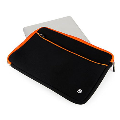 Neoprene Laptop Case | Lightweight Travel Protection | 13" Notebook Compatible Water Resistant Tech Sleeve (Orange) - color: Black/Orange