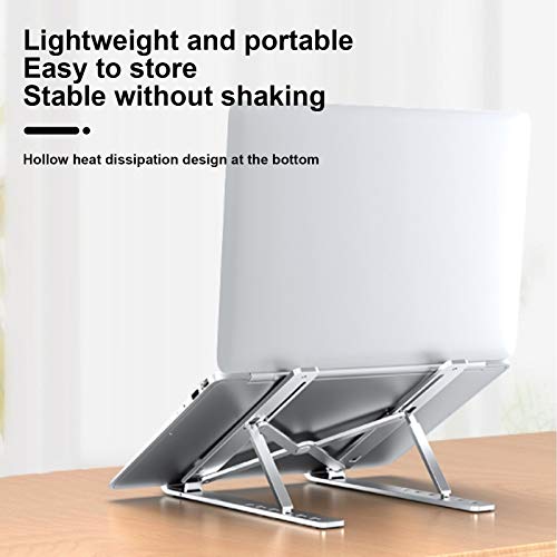 Laptop Stand Foldable Aluminum Alloy Lightweight Portable Adjustable Height Angle for 15.6 Inch Laptop Notebook Computer Stand with Anti Skid Silicone Pads