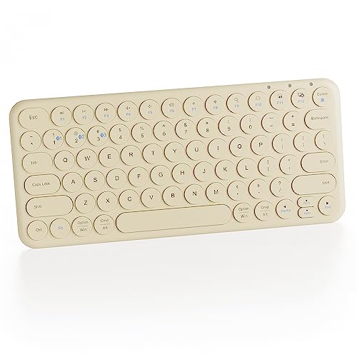 Mini Bluetooth Keyboard, Low Profile Quiet Keys (Khaki) | 78-Key Round Keycaps, Multi-Device Connection for iPad, Tablet, Laptop, PC, Mac - color: KHAKI