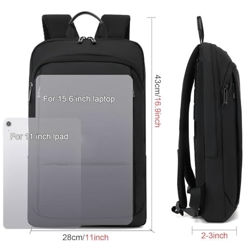 AUGUR Slim Laptop Backpack With 15.6 Inch Sleeve Professional Notebooks Bag Case Laptop Backpack Men Fit Travel/Business/Work - color: 1506 15.6 Inch Black