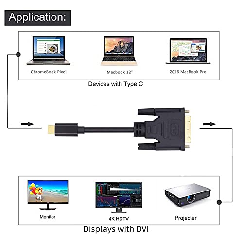 cablecc USB 3.1 Type C USB-C Source to DVI 1080P 60hz Displays Male Monitor Cable for Laptop 1.8m - style: USB-C to DVI