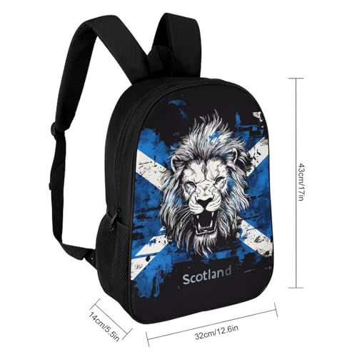 Scotland Scottish Lion 17 Inch Travel Backpack Deep Storage Laptop Shoulder Bags for Men Women