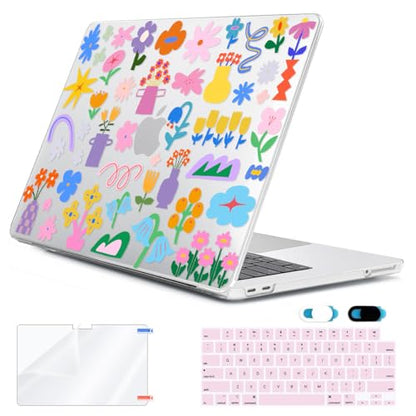 Compatible with 2026 MacBook Neo Case 13 inch Model A3404 with A18 Pro Chip, Precision Fit & Anti-Crack Hard Shell Pattern Case & Keyboard Cover&Screen Protector&Webcam Cover, Abstract Flower - color: Abstract Flower