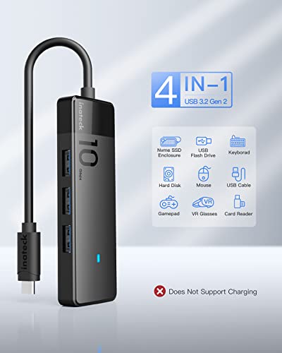 Inateck USB 3.2 Gen 2 Speed, USB C to USB Hub with 4 USB A Ports, HB2025 - size: USB C TO 4A, style: With 0.7ft cable