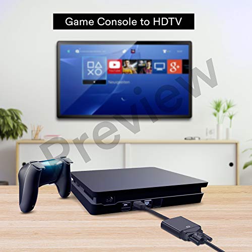 HDMI to VGA Adapter 1080P, HDMI Male to VGA Female Adapter with Audio and DC for Laptop,pc,Desktop,TVbox,Xbox,PS3,PS4 etc -Black