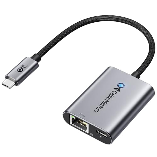 Cable Matters USB C to 5Gb Ethernet Adapter with 140W Charging | 5000Mbps Ethernet to USB C, Compatible with USB4, Thunderbolt 5/4, MacBook, Laptops, and USB-C Devices