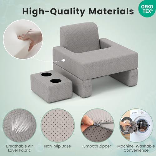 Giantex Reading Pillow for Gaming, Extra Large Lap Desk for Laptop with Back Arm Rest & Cup Holder for Adult, Adjustable Gaming Pillow for Reading Crochet Working & Writing on Bed Floor Sofa & Couch