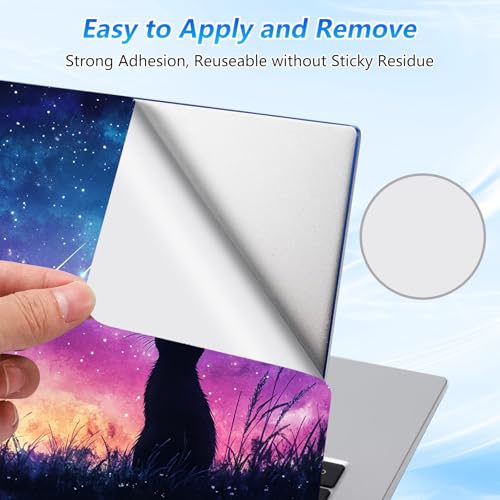 Universal Laptop Skin Sticker Decal with 2 Wrist Pad Skins, Waterproof Scratch Vinyl Cover for 11–15.6 Inch MacBook, HP, Dell, Lenovo, Cutable & Reusable,Galaxy Meteor Cat Art - color: Galaxy Meteor Cat Art