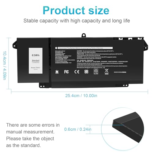Futurebatt 7FMXV Battery Replacement for Dell Latitude 5320 7320 7420 7520 Series TN2GY 0TN2GY 9JM71 4M1JN 1PP63 727CG HDGJ8 MHR4G CN-0727CG CN-0TN2GY - size: 7FMXV 11.18 5.59 0.67