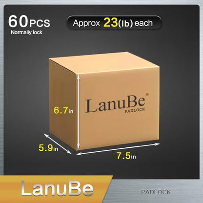 LanuBe Laminated Keyed Alike Padlock 60 Pack 1.6-in Wide Standard Shackle | Brass cylinder with keyed alike design.One key opens all locks. Blue ring, for gates, sheds,hasps ，toolboxes - size: 60 Pack Blue