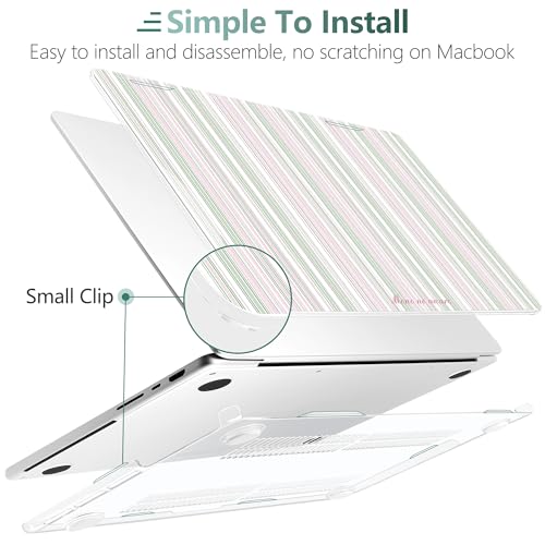 TWOLSKOO Compatible with MacBook Pro 14 inch Case M5 2026 2025-2021 Release M4 M3 M2 M1 Pro/Max Chip, Plastic Hard Shell & Keyboard Cover & USB C to USB Adapter & Screen Film, Pastel Stripes - color: Pastel Stripes