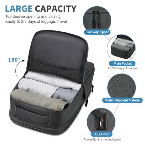 38L Travel Backpack 17" Laptop Backpack W/USB-C Port, Expandable Carry-On Bag, TSA Approved for Business College, Grey - color: Grey