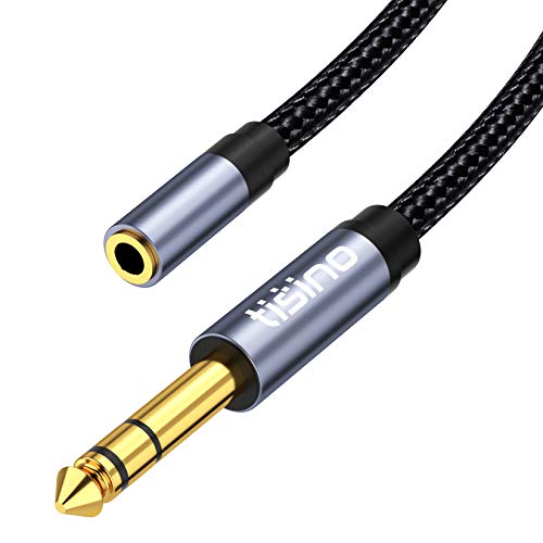 Tisino 1/4" Male to 1/8" Female Headphone Adapter Extension Cable, 1 FT | TRS 1/4" to 1/8" Stereo Jack for Guitar Amp, Digital Piano, Speaker, Mixing Console, Gold-Plated Audio Extension Cable - size: 1 feet